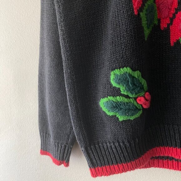 Vintage Sarah Alexander Holiday Wreath Teddy Ramie Cotton Blend Knit Sweater - Picture 8 of 10